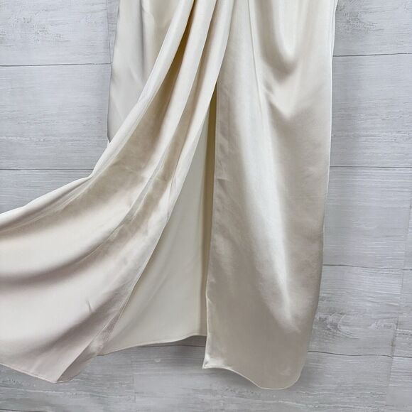 Revolve L'Academie Alicia Satin Midi Dress S Ivory Sleeveless Pleated Si… - Picture 6 of 16